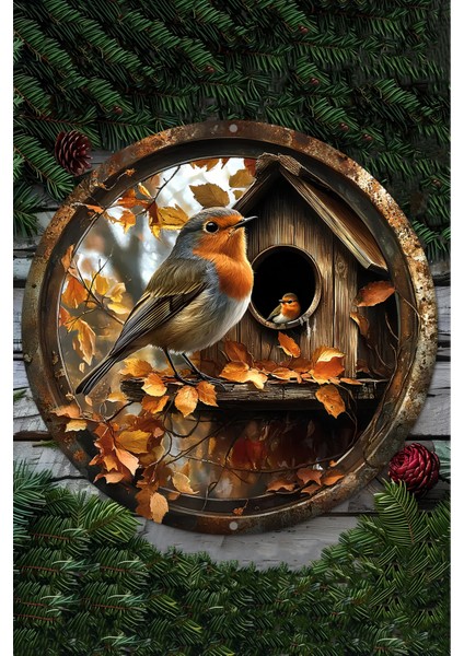 33 x 33cmDekoratif Ahşap Duvar Süsü – Kuş ve Kuş Evi Tasarımı DT091 fiyatları