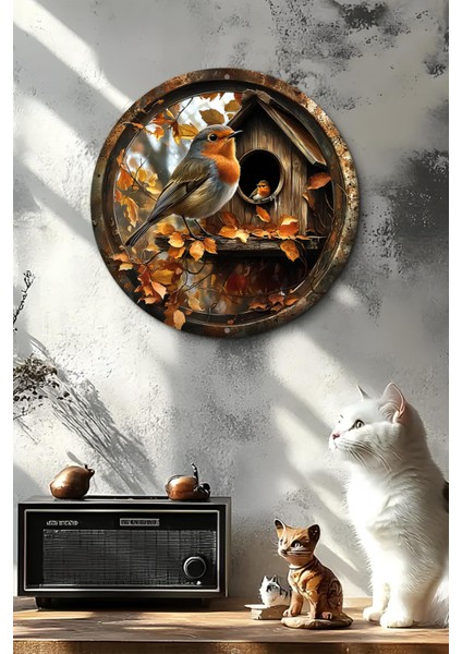 33 x 33cmDekoratif Ahşap Duvar Süsü – Kuş ve Kuş Evi Tasarımı DT091 fırsatları