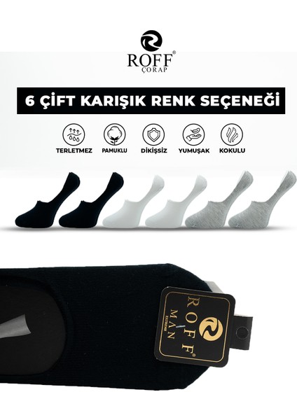 Pamuklu Erkek Babet Çorap Dikişsiz Görünmez Kaydırmaz Topuk Silikonlu 6’lı Paket