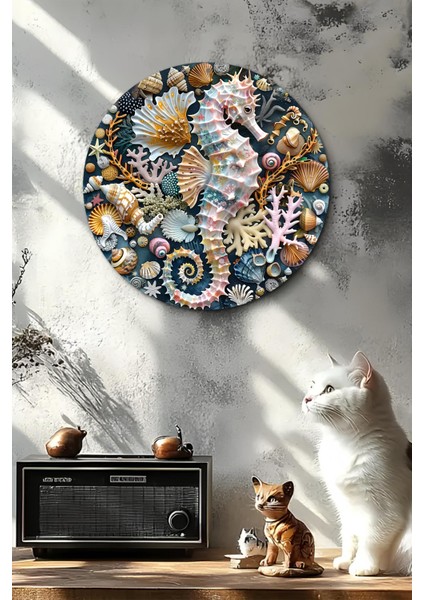 20 x 20cm Dekoratif Ahşap Duvar Süsü – Denizatı ve Mercan Tasarımı DT093 fırsatları