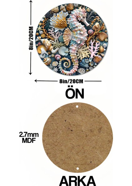 20 x 20cm Dekoratif Ahşap Duvar Süsü – Denizatı ve Mercan Tasarımı DT093 indirimleri