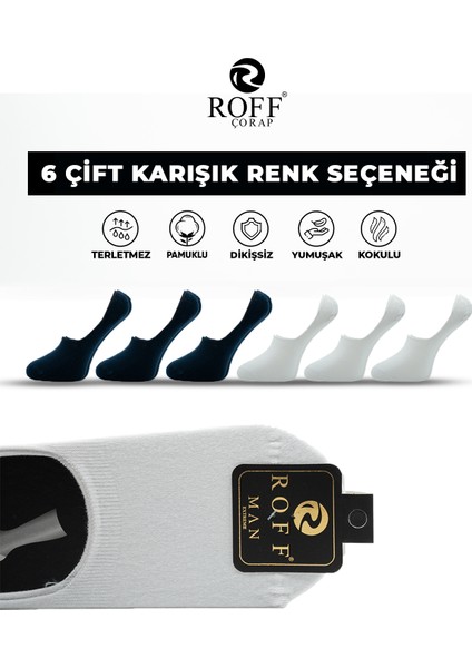 Pamuklu Erkek Babet Çorap Dikişsiz Görünmez Kaydırmaz Topuk Silikonlu 6’lı Paket