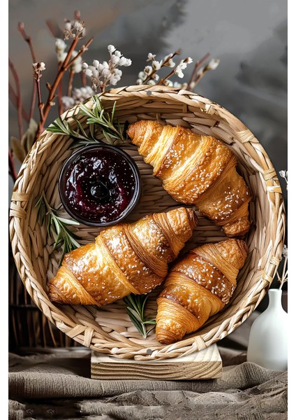 33 x 33cm Dekoratif Ahşap Duvar Süsü – Kruvasan & Reçel Tasarımı DT097 modelleri