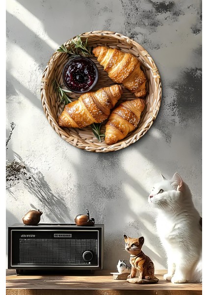 33 x 33cm Dekoratif Ahşap Duvar Süsü – Kruvasan & Reçel Tasarımı DT097 fırsatları