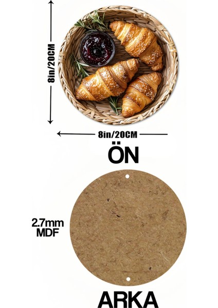 33 x 33cm Dekoratif Ahşap Duvar Süsü – Kruvasan & Reçel Tasarımı DT097 indirimleri