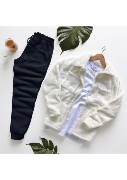 Unisex Trend Kombin Peluş Gömlek Ceket & Jogger Eşofman Takımı fiyatları