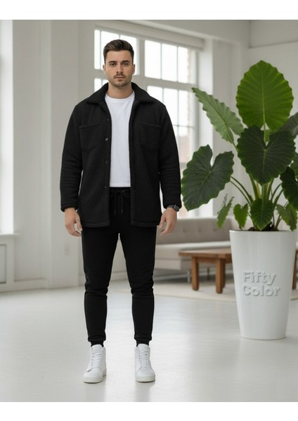 Unisex Trend Kombin Peluş Gömlek Ceket & Jogger Eşofman Takımı fiyatları