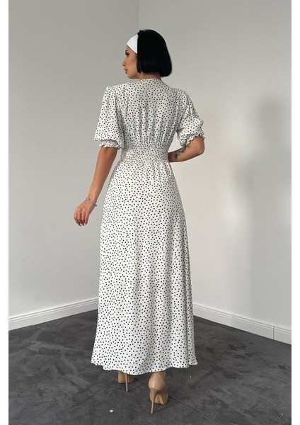 Beyaz Arka ve Bel Ucu Gipeli Elbise modelleri