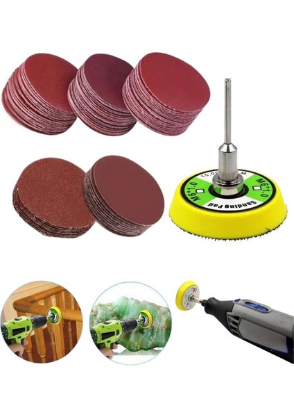 52 Parça Mini Cırt Zımpara Pimli Matkap Gravür Uyumlu 3.2 mm Zımpara Seti