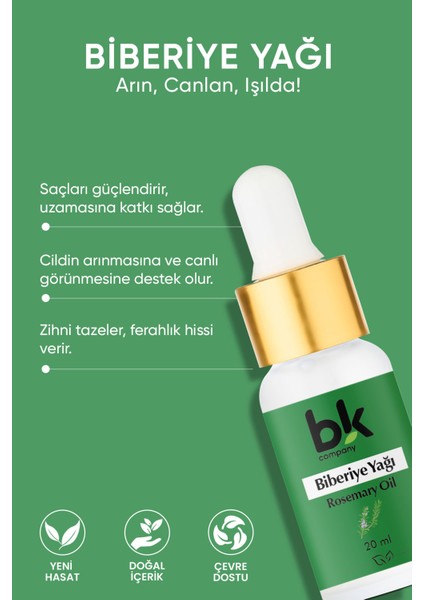 Biberiye Yağı %100 Saf - Yoğun Saç Bakımı, Zihinsel Canlılık ve Arındırıcı Cilt Desteği Serum 20 ml fiyatları