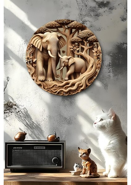 20 x 20cm Dekoratif Ahşap Duvar Süsü – Fil ve Doğa Tasarımı DT090 fırsatları