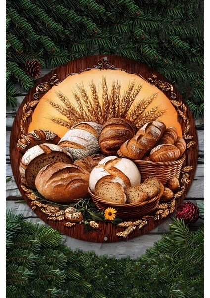 20 x 20cm Dekoratif Ahşap Duvar Süsü – Ekmek ve Buğday Tasarımı DT089 fiyatları