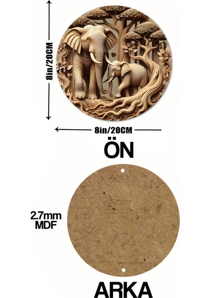 33 x 33cm Dekoratif Ahşap Duvar Süsü – Fil ve Doğa Tasarımı DT090 indirimleri