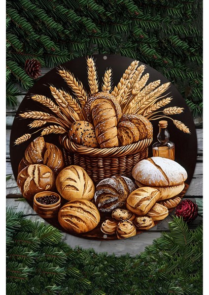 33 x 33 cm Dekoratif Ahşap Duvar Süsü – Ekmek ve Buğday Tasarımı DT095 fiyatları