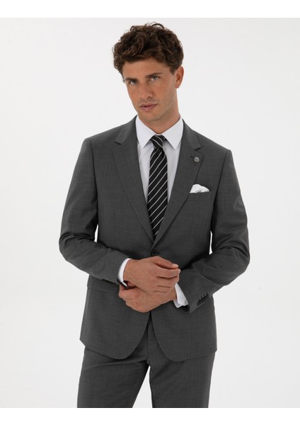 Erkek Füme Slim Fit %100 Yün Takım Elbise 50313966-VR058 modelleri