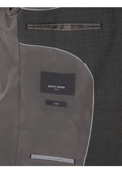 Erkek Füme Slim Fit %100 Yün Takım Elbise 50313966-VR058