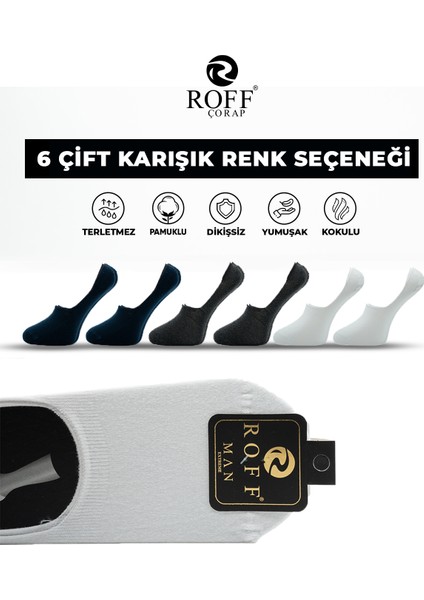 Pamuklu Erkek Babet Çorap Dikişsiz Görünmez Kaydırmaz Topuk Silikonlu 6’lı Paket