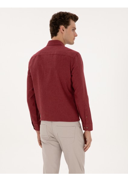 Erkek Bordo Flanel Dokulu Slim Fit Uzun Kollu Gömlek 50316751-VR014 indirimleri