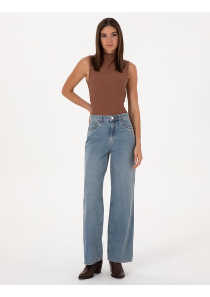 Kadın Mavi Loose Fit Jean Pantolon 50308443-VR036 modelleri