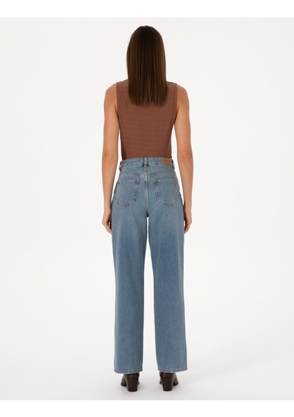 Kadın Mavi Loose Fit Jean Pantolon 50308443-VR036 fırsatları