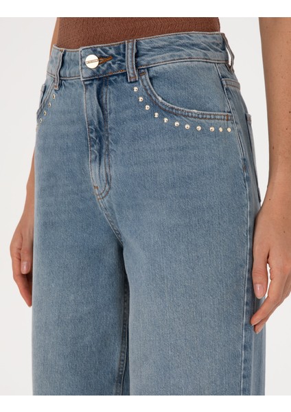 Kadın Mavi Loose Fit Jean Pantolon 50308443-VR036 indirimleri