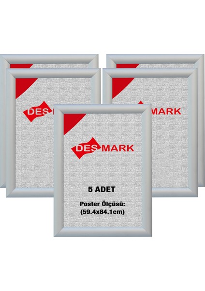 5 Adet 25 mm A1(59.4X84.1) Gönye Köşe Alüminyum Aç-Kapa Çerçeve – Poster Çerçevesi (Gümüş Eloksallı)