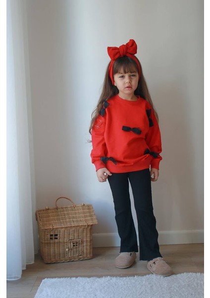 Kurdela Detaylı Kız Çocuk Taytlı Takım