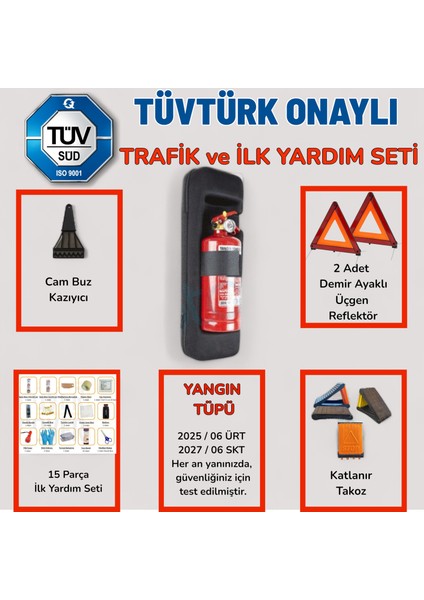 Eva Çantalı Tüvtürk Uyumlu Trafik ve Ilk Yardım Seti – Tam Set