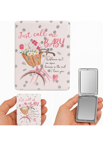 Çiçekli Bisiklet Tasarımlı Simli Büyüteçli Pratik Mini Cep Çanta Makyaj Aynası fiyatları