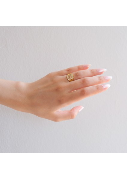 Altın Kaplama Zirkon Taşlı Hasır Model Baget Yüzük YZK-446 fiyatları