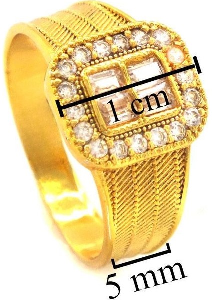 Altın Kaplama Zirkon Taşlı Hasır Model Baget Yüzük YZK-446 fırsatları