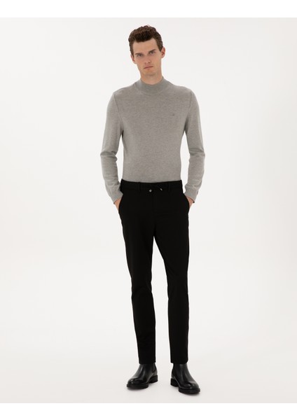 Erkek Siyah Slim Fit Kanvas Pantolon 50309931-VR046