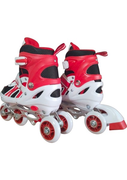 Konsep Can Sport Ayarlanabilir Işıklı Silikon Tekerli Frenli Koruma Seti Kırmızı