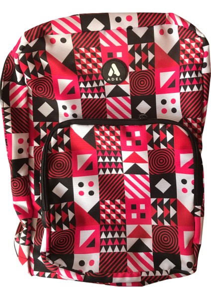 Kırmızı Desenli Unisex Okul Sırt Çantası Dayanıklı Hafif ve Modern Tasarım