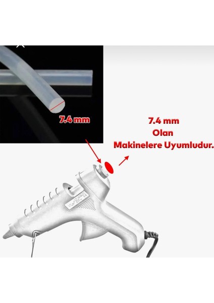 Ince Mum Silikon 7.4 mm Çubuk Sıcak Silikon Hobi Süs Hediyelik Eşya Maket Yapıştırma 10 Adet modelleri