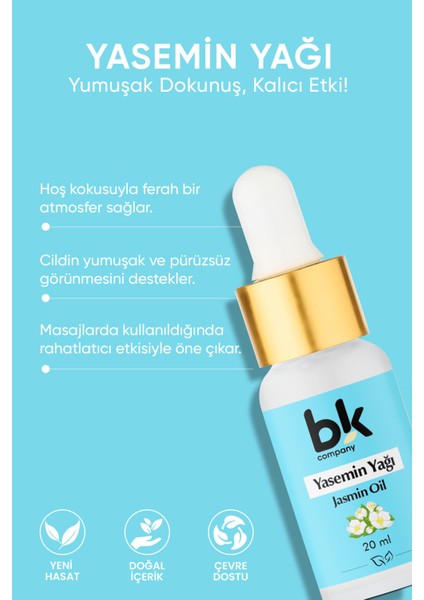 Yasemin Yağı %100 Saf - Duygusal Denge, Cilt Bakımı ve Aromaterepi Serum 20 ml fiyatları