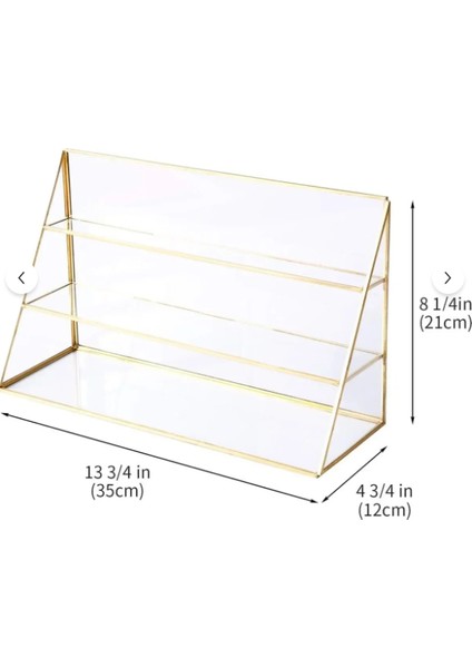 Modern Dekoratif Takı Standı – Cam ve Antasit Siyah Çerçeveli 3 Katlı Düzenleyici fırsatları