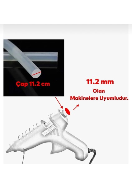 Kalın Mum Silikon 11.2 mm Çubuk Sıcak Silikon Hobi Süs Hediyelik Eşya Maket Yapıştırma 10 Adet modelleri