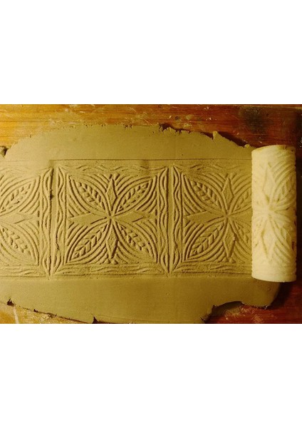 10 cm Geometrik Desen Oklavası Desen Rulosu Seramik & Polimer Kil Heykel Için Uyumlu- Geometrik8