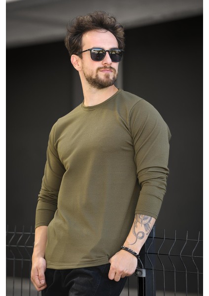 Betti Slim Fit Likralı Petek Kumaş Bisiklet Yaka Erkek Uzun Kol Tshirt fiyatları