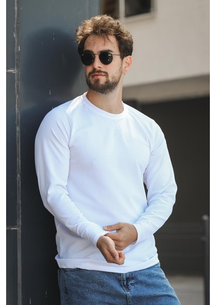 Betti Slim Fit Likralı Petek Kumaş Bisiklet Yaka Erkek Uzun Kol Tshirt fiyatları