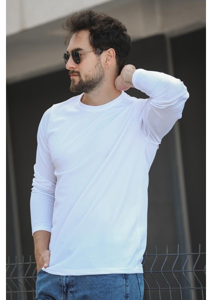 Betti Slim Fit Likralı Petek Kumaş Bisiklet Yaka Erkek Uzun Kol Tshirt fırsatları