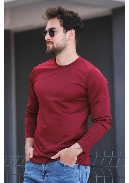 Betti Slim Fit Likralı Petek Kumaş Bisiklet Yaka Erkek Uzun Kol Tshirt fırsatları