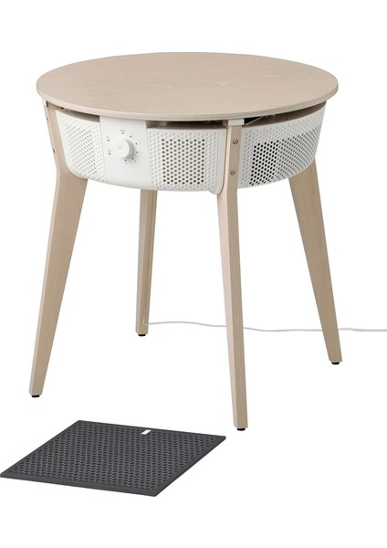 Starkvınd Hava Temizleyici Sehpa Meşe Kaplama-Beyaz 54X55 cm Gaz Temizleme Filtreli