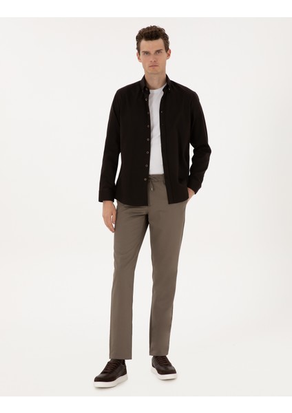 Erkek Vizon Ex. Slim Fit Kumaş Pantolon 50311728-VR052