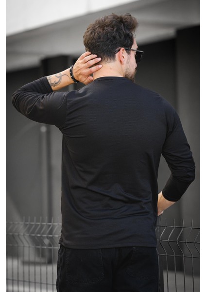 Betti Slim Fit Likralı Petek Kumaş Bisiklet Yaka Erkek Uzun Kol Tshirt indirimleri