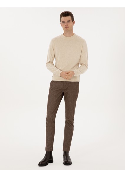 Erkek Vizon Slim Fit Kanvas Pantolon 50309952-VR052