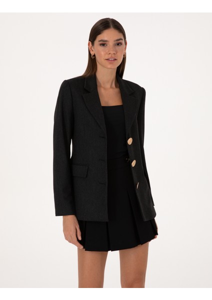 Kadın Siyah Slim Fit Ceket 50312943-VR046