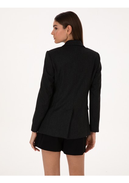 Kadın Siyah Slim Fit Ceket 50312943-VR046 indirimleri