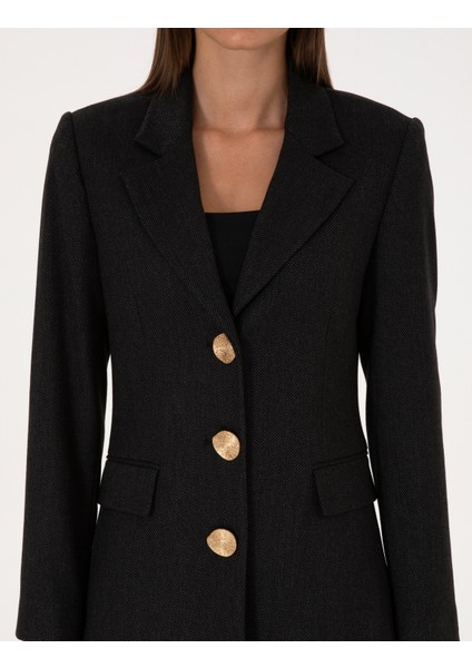 Kadın Siyah Slim Fit Ceket 50312943-VR046